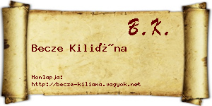 Becze Kiliána névjegykártya